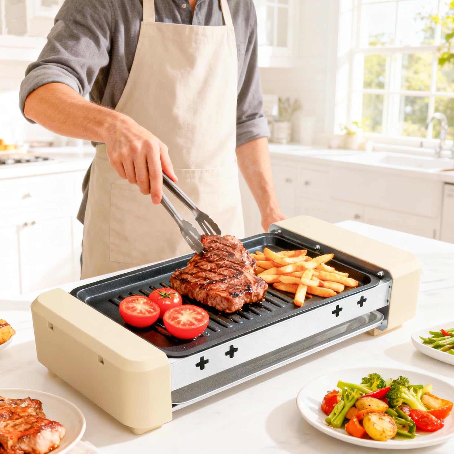 OMKSIH parrilla removible facilita limpieza rápida.