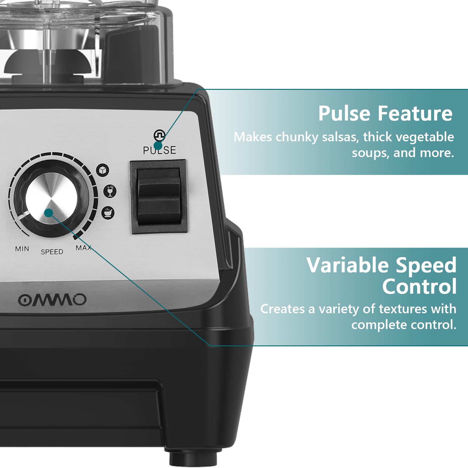 OMMO Batidora con control de velocidad y pulsos para texturas perfectas.