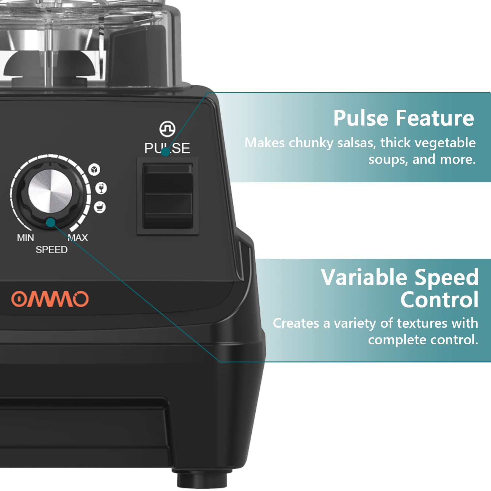 OMMO licuadora 1800W control de textura con velocidad y pulso