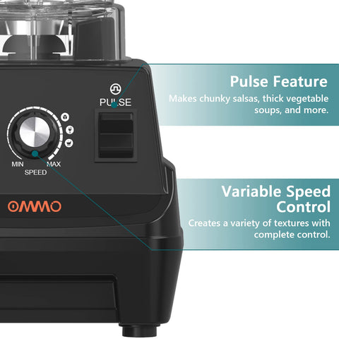 OMMO licuadora 1800W control de textura con velocidad y pulso