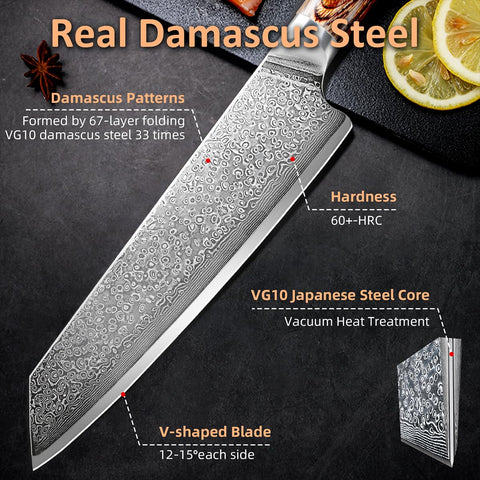 Cuchillo Ompusos de 8 pulgadas para uso diario en carnes, verduras y frutas.