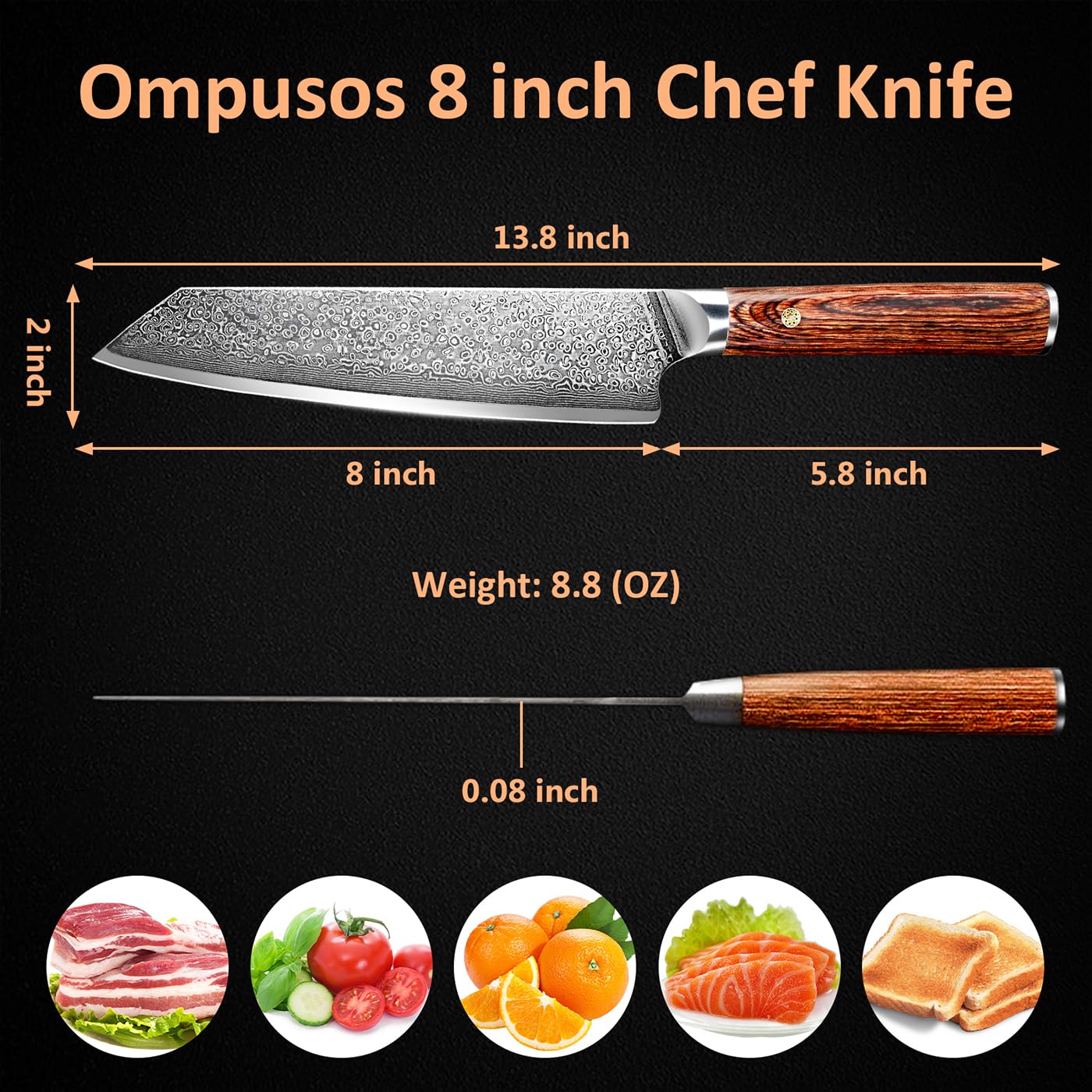Uso profesional con Cuchillo Ompusos apto para cocineros y chefs.