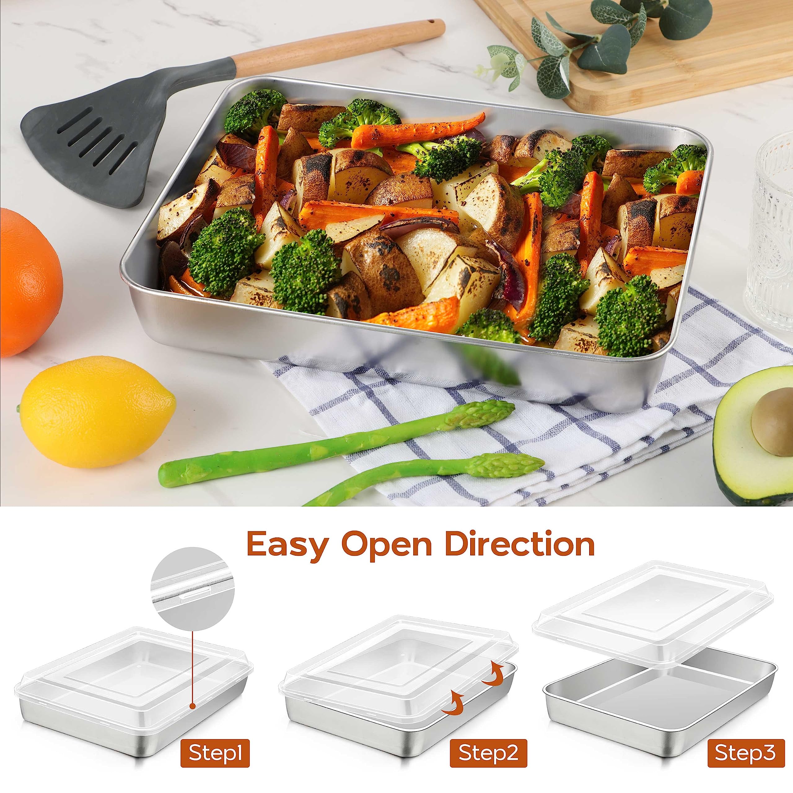 Juego de dos bandejas y tapas Onader para cocinar y almacenar