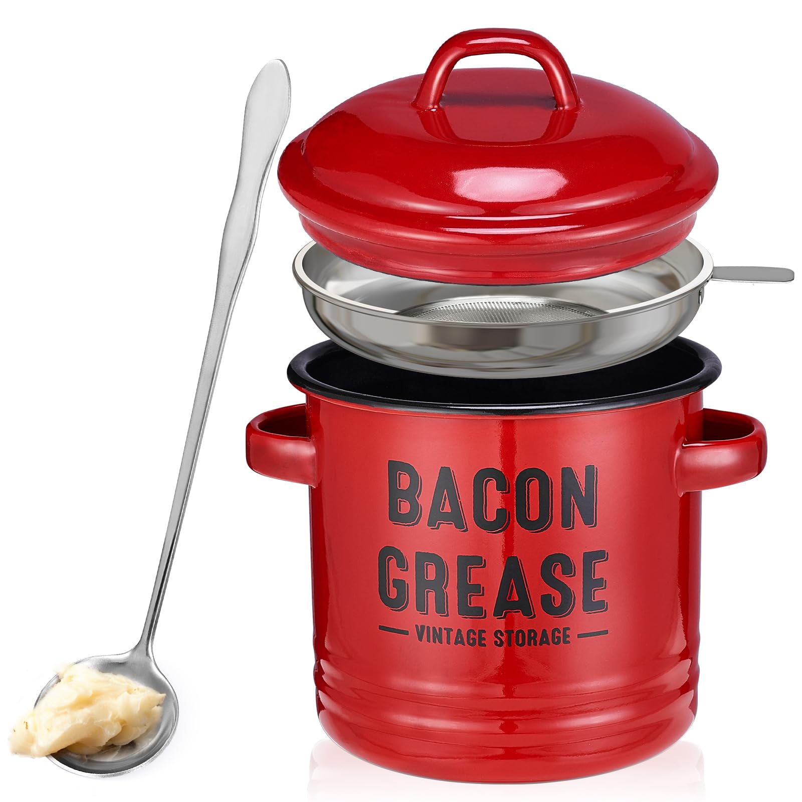 ONEARF contenedor para grasa de tocino con colador, para desechar grasa de forma limpia