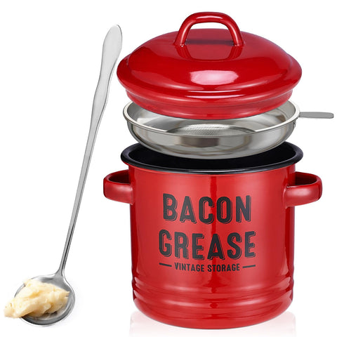 ONEARF contenedor para grasa de tocino con colador, para desechar grasa de forma limpia