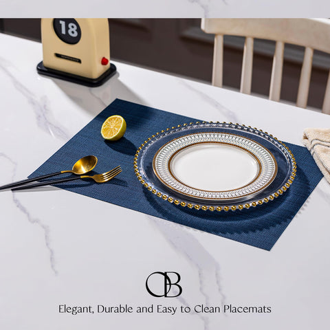 Onebento placemats para uso interior y exterior en azul marino, fáciles de limpiar