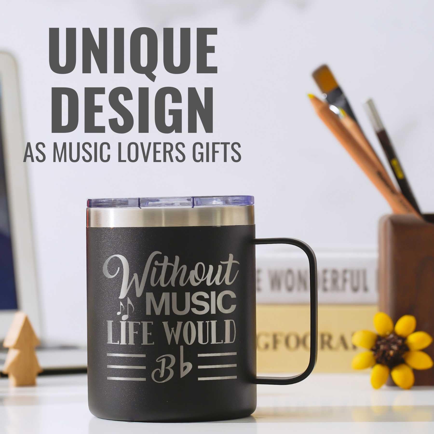 Onebttl acero inoxidable taza para música, ideal para uso diario.