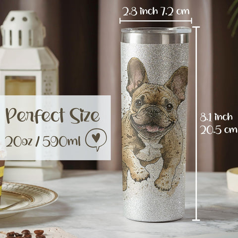 Onebttl bulldog francés acero inoxidable 20 oz tumbler para llevar
