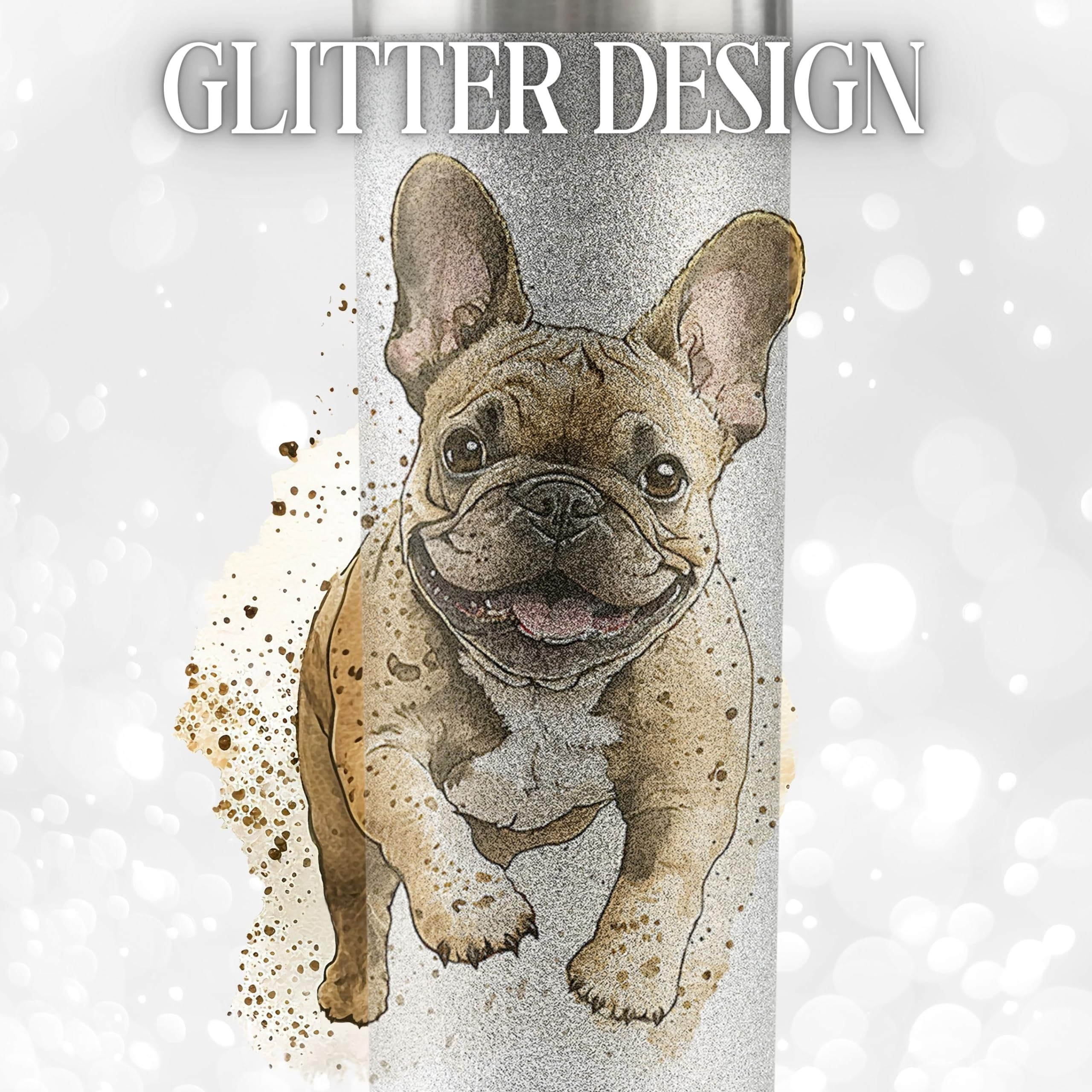 Onebttl bulldog francés regalo 20 oz tumbler brillo, ideal para ocasiones