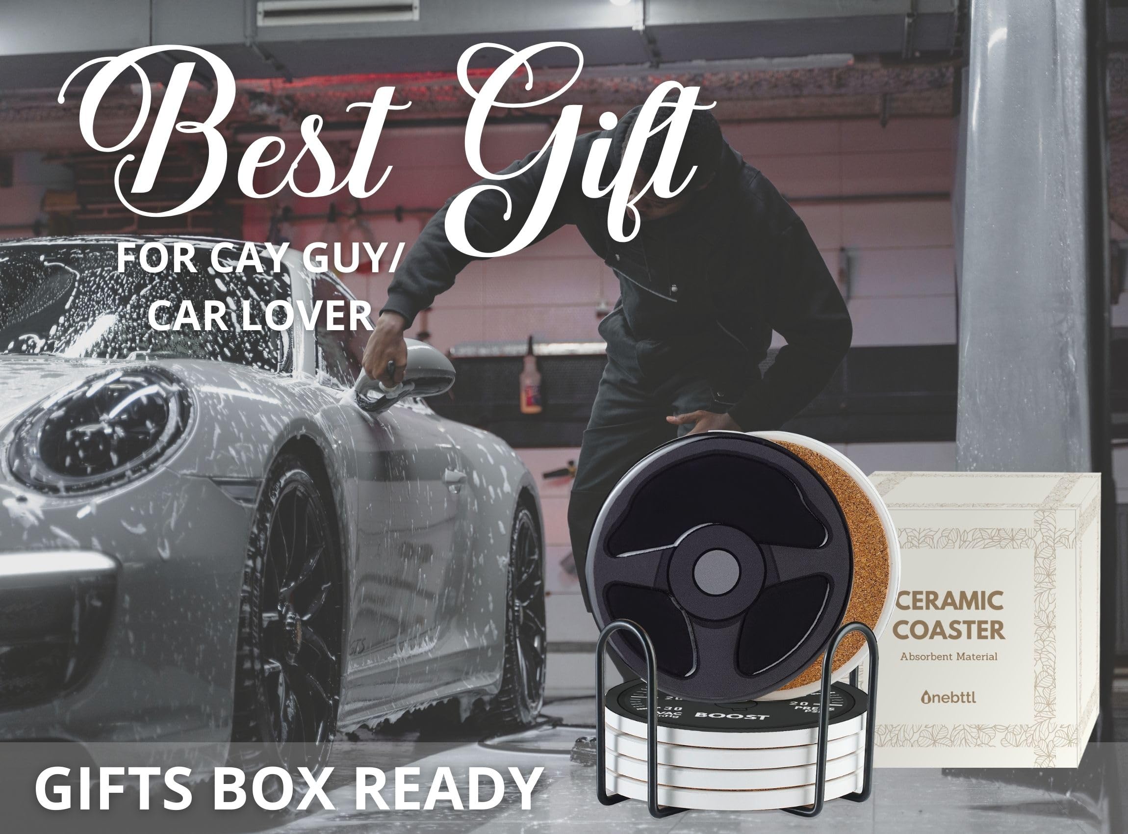 Onebttl coaster presentado en caja regalo para sorprender.
