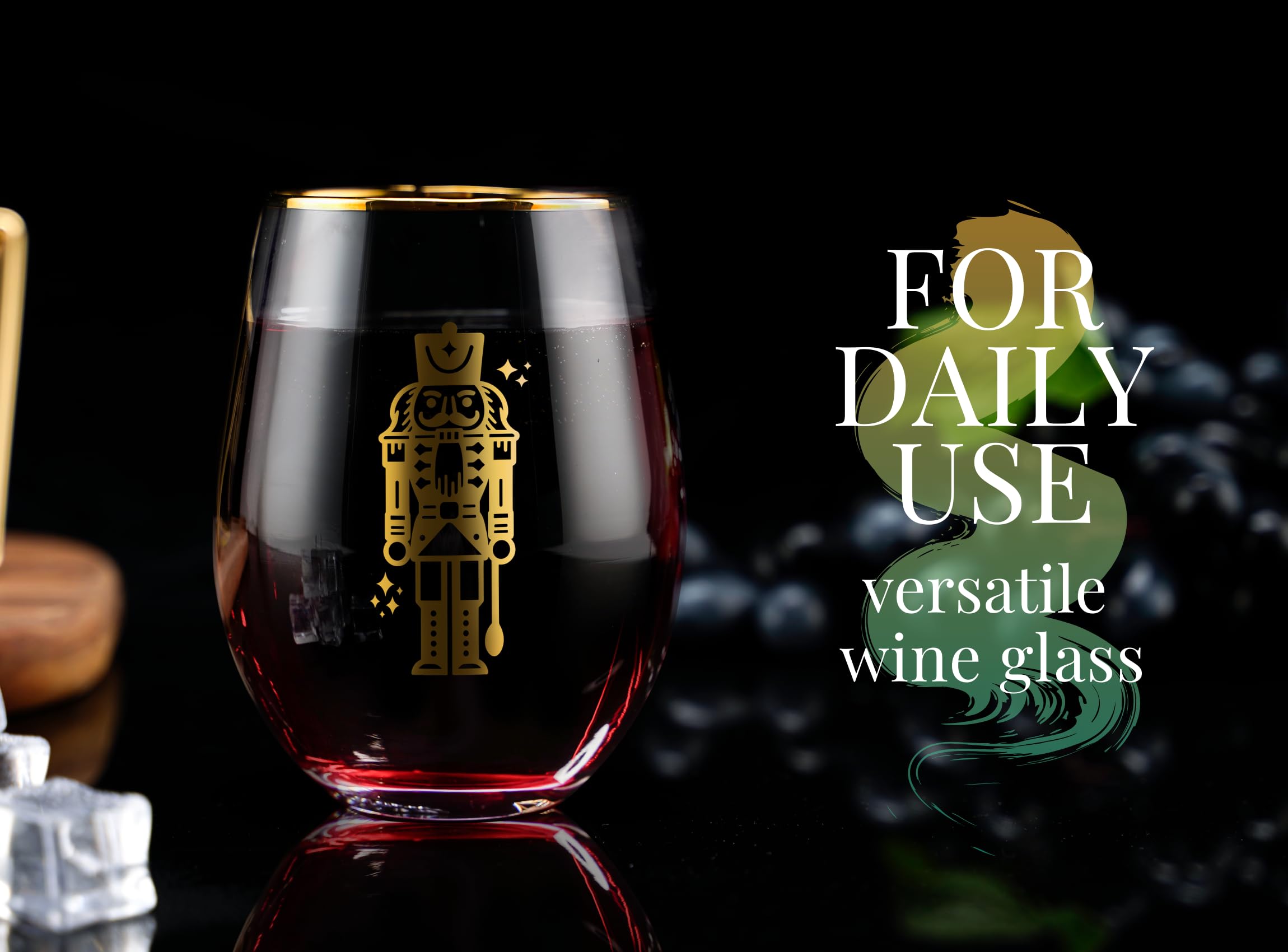 Onebttl cristal claro y dorado en vaso de vino para brindar con estilo.