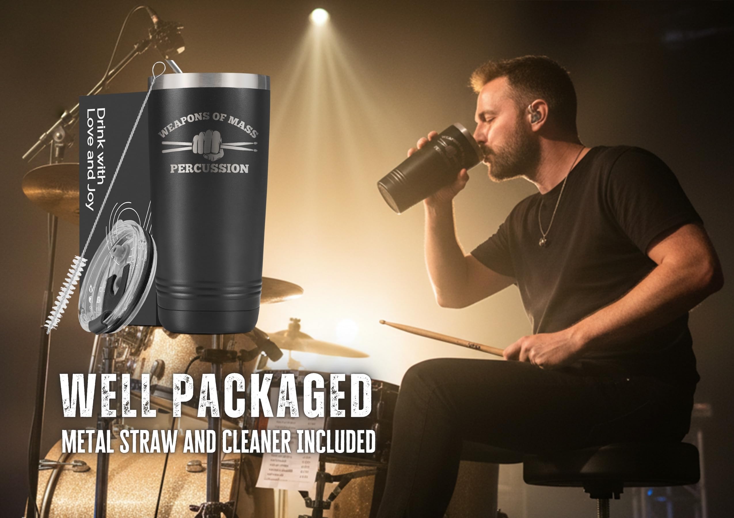 Onebttl empaque elegante listo para regalo, ideal para fanáticos de la percusión.
