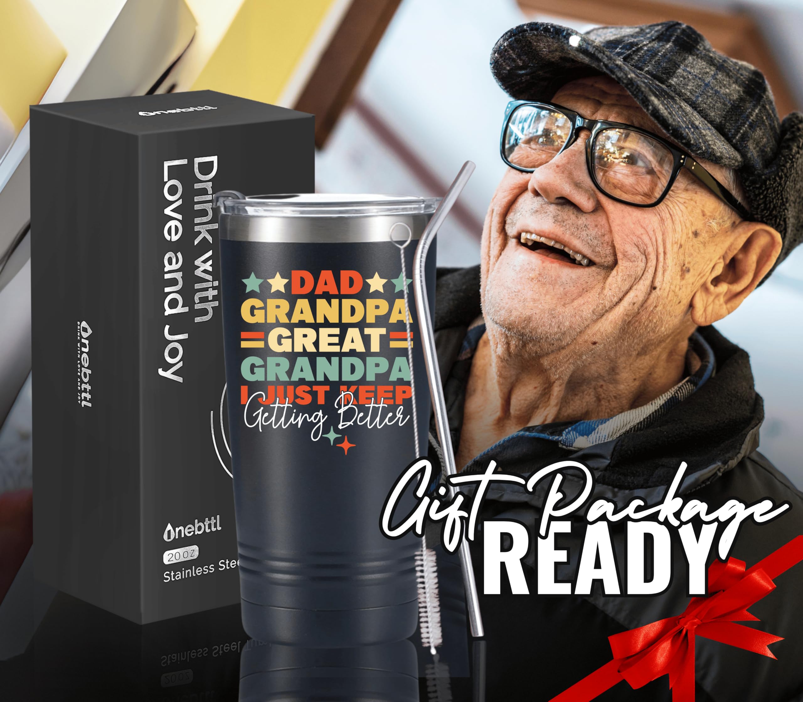 Onebttl gran abuelo tumbler acabado duradero de acero apto para uso diario