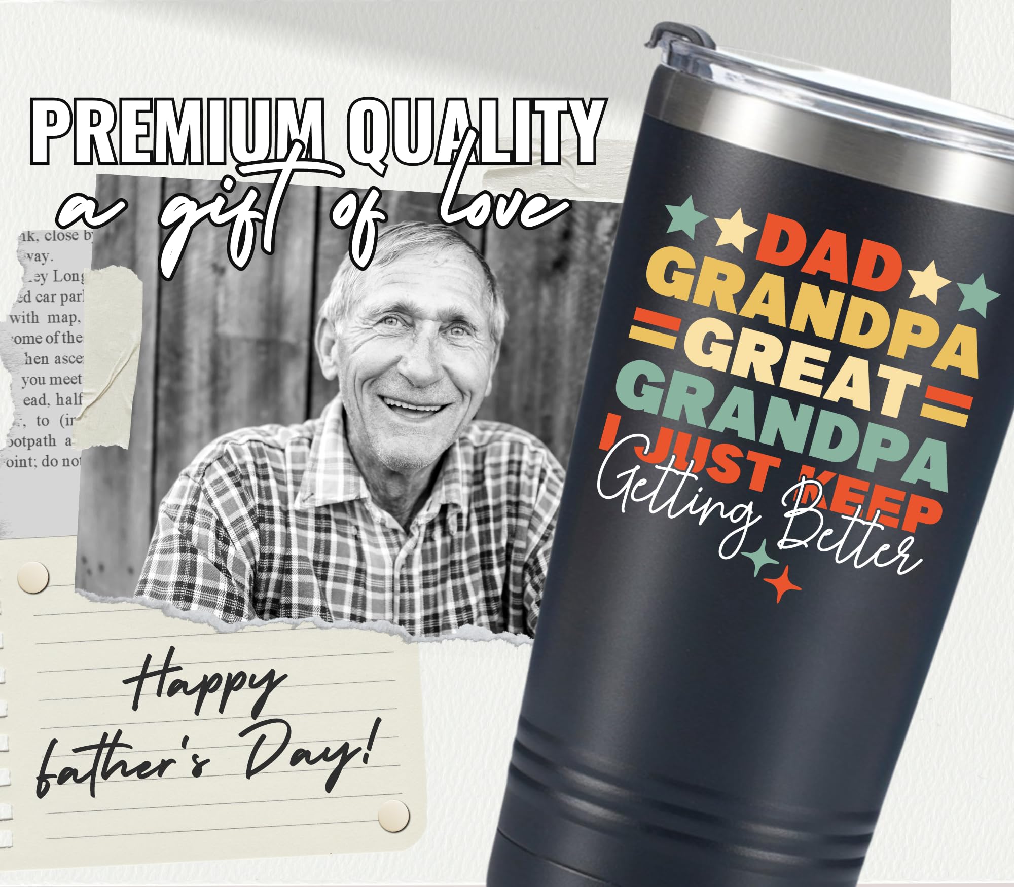 Onebttl gran abuelo tumbler con paja para beber cómodo durante el día