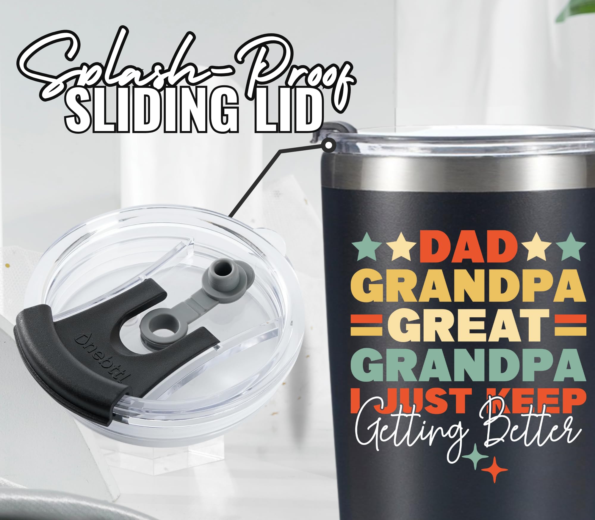 Onebttl gran abuelo tumbler para café, agua o jugo durante todo el día