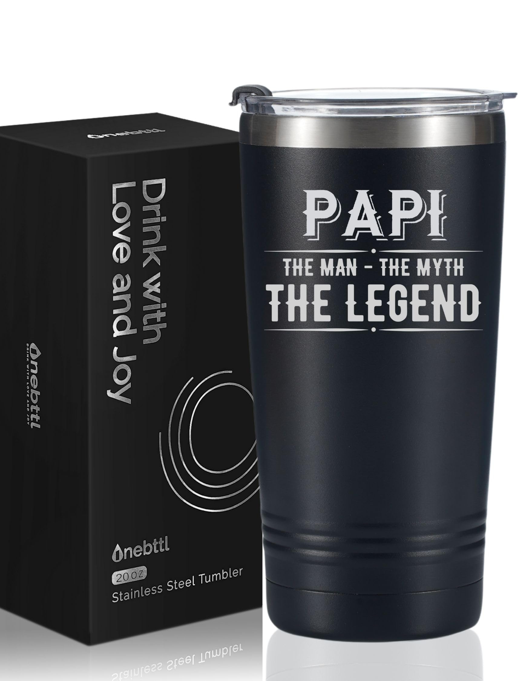 Onebttl vaso térmico para abuelos, tapa negra, mantiene bebidas calientes o frías.