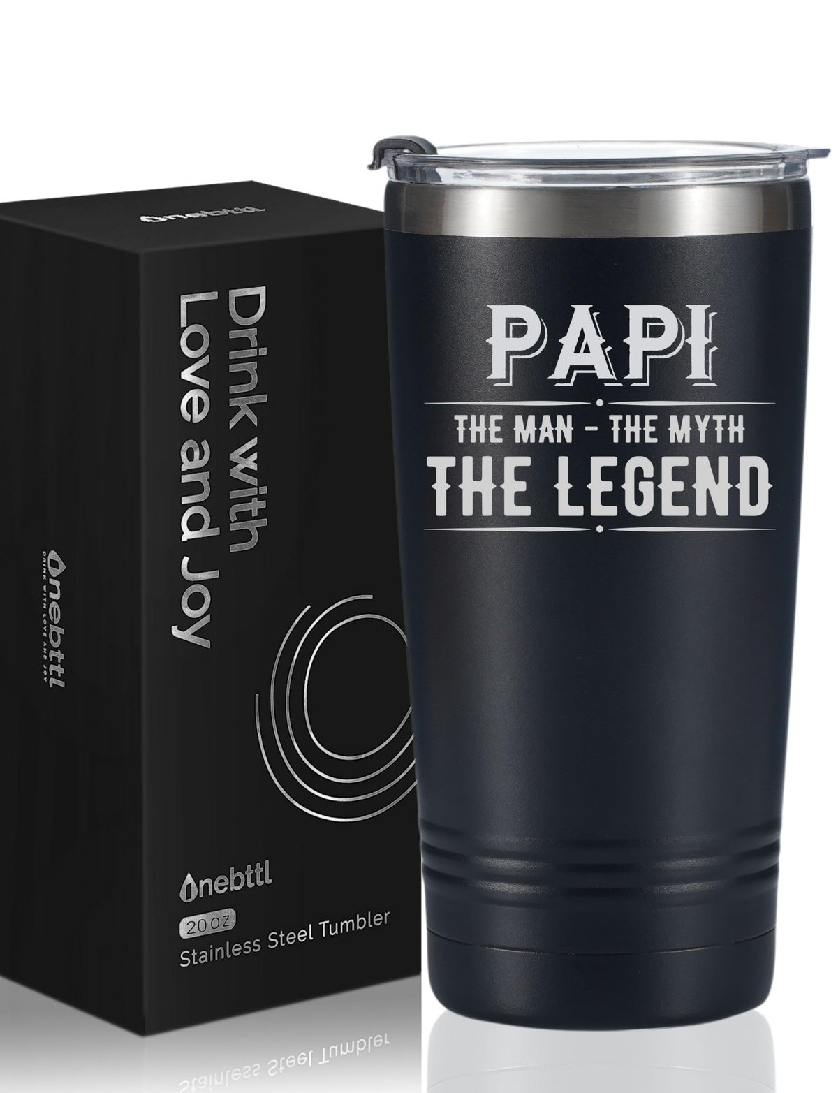 Onebttl vaso térmico para abuelos, tapa negra, mantiene bebidas calientes o frías.