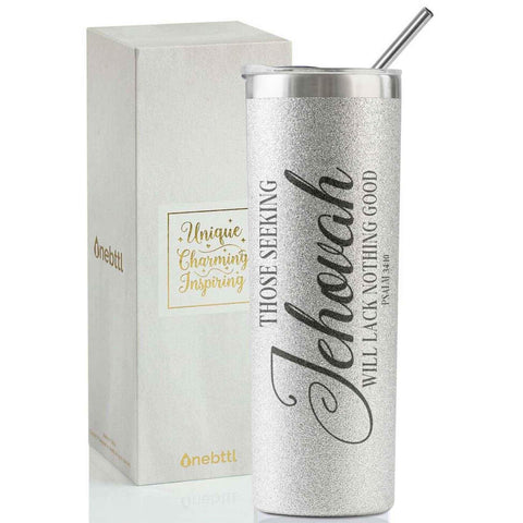 Onebttl JW vaso 20 oz con brillo, ideal como regalo JW para bautismo.