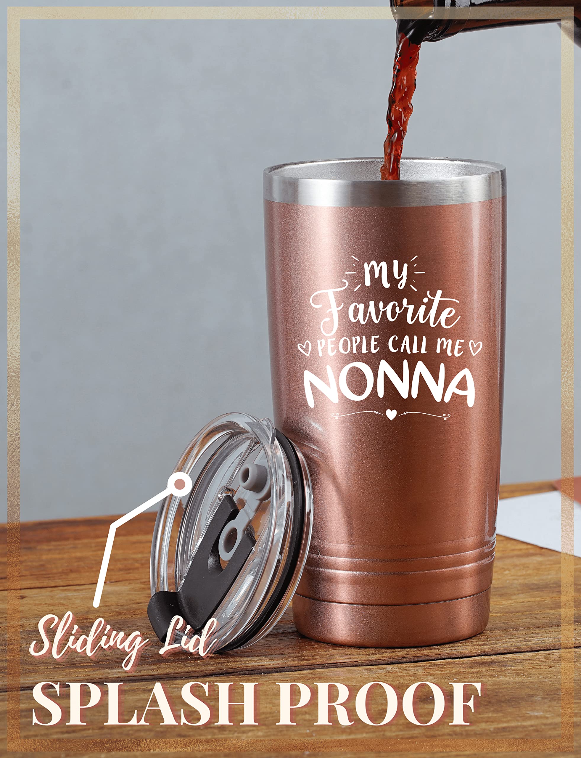 Onebttl Nonna: vaso termo rosa-oro, cuerpo de acero inoxidable resistente.