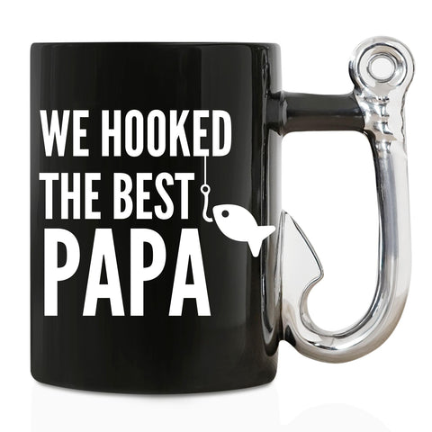 Onebttl Papa: taza de pesca con asa de gancho, ideal para café matutino.