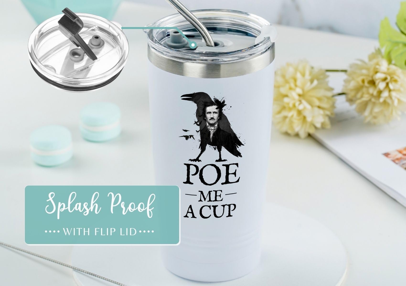 Onebttl POE ME A CUP, capacidad de 20 onzas para cualquier bebida.