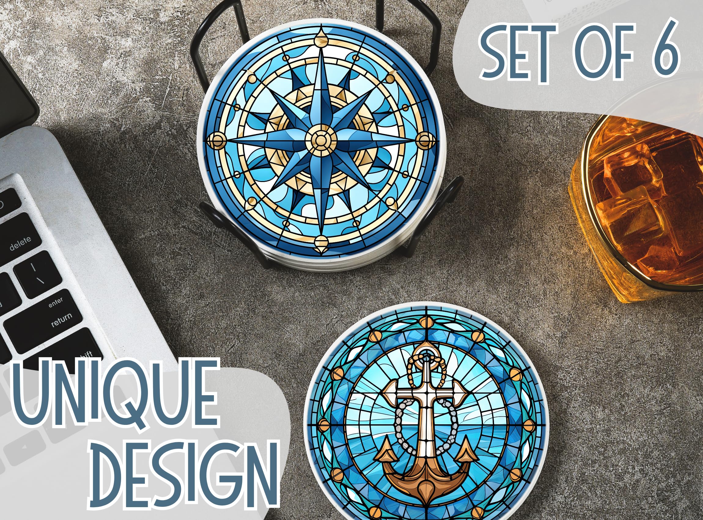 Onebttl posavasos ceramico absorbente mantiene seca la superficie durante bebidas frías.