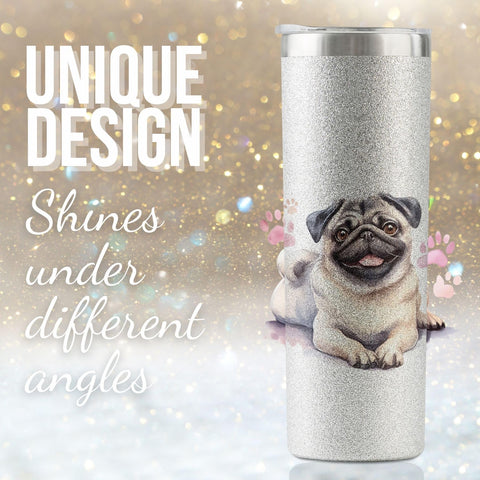 Onebttl Pug tumbler 20oz con tapa segura, evita derrames en casa o viaje.