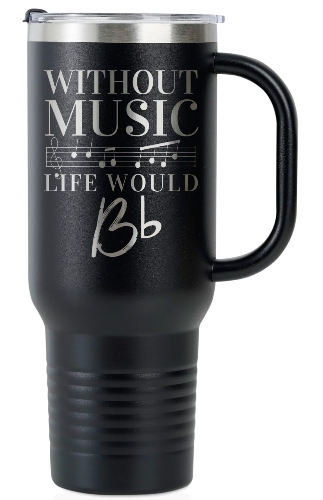 Onebttl vaso termo musical de cuarenta onzas negro, ideal como regalo para amantes de la música.