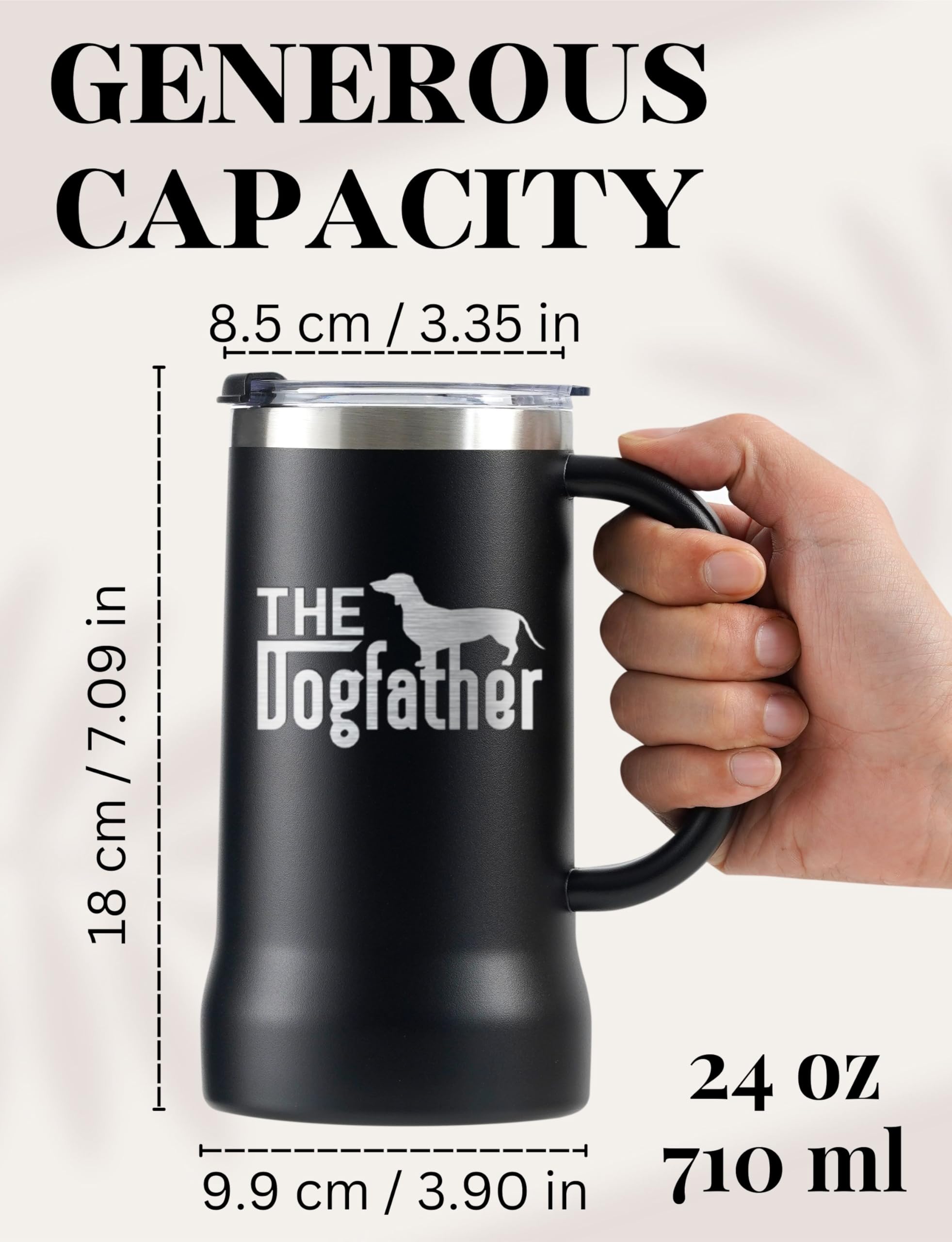Onebttl Stein cervecera de acero inoxidable 24oz mantiene fría la bebida