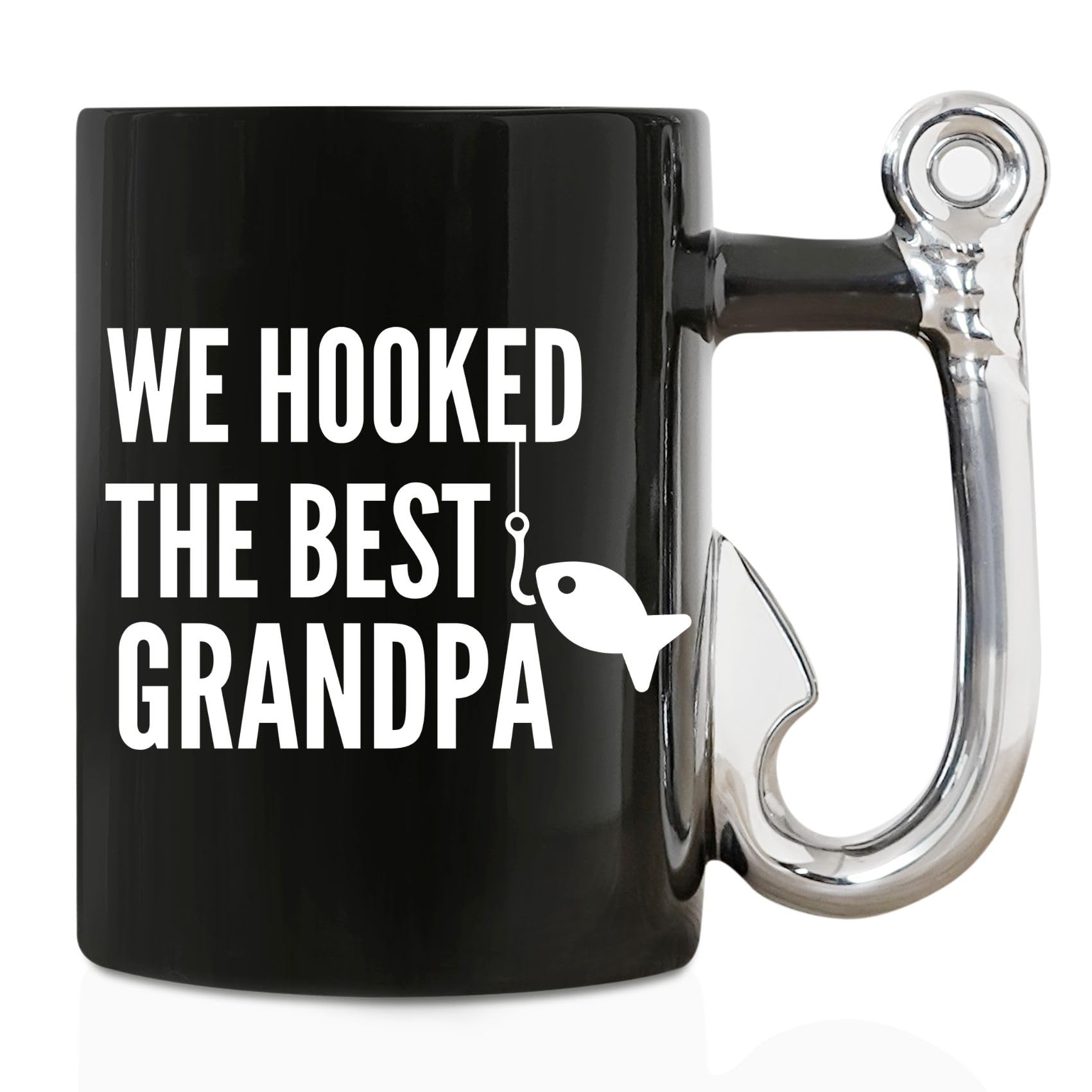 Onebttl taza abuelo pesca con mango en forma de anzuelo, ideal para café.