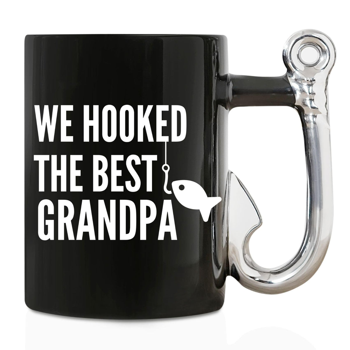 Onebttl taza abuelo pesca con mango en forma de anzuelo, ideal para café.