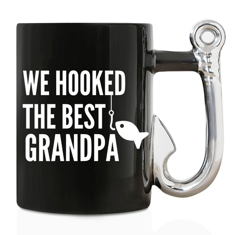 Onebttl taza abuelo pesca con mango en forma de anzuelo, ideal para café.