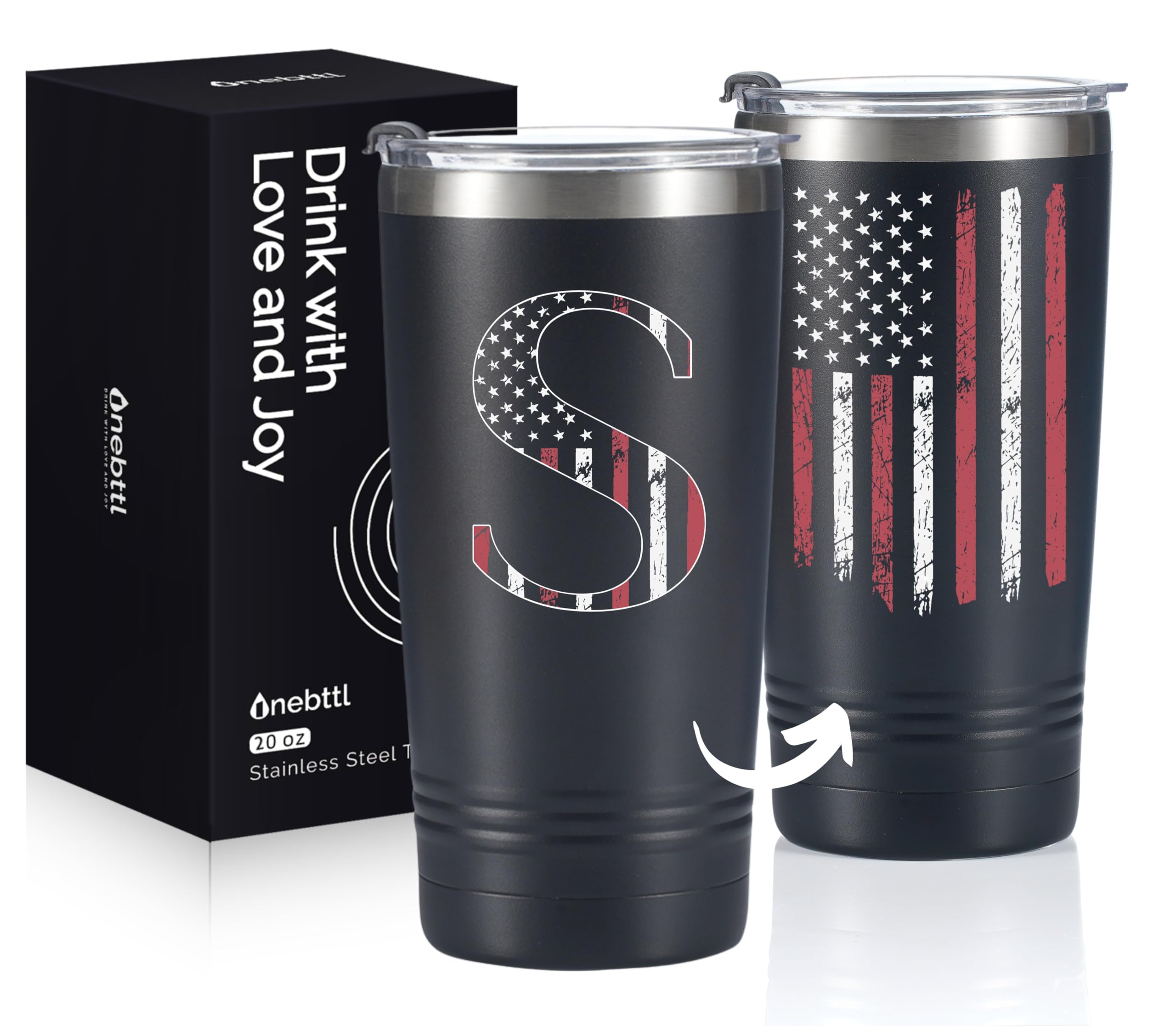 Onebttl taza aislada 20oz con bandera americana para bebidas frías y calientes.