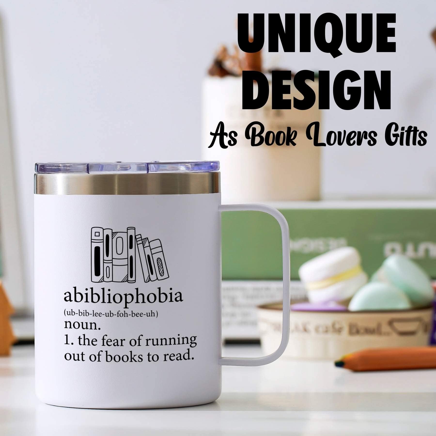 Onebttl Abibliophobia, acabado blanco elegante para hogar o biblioteca