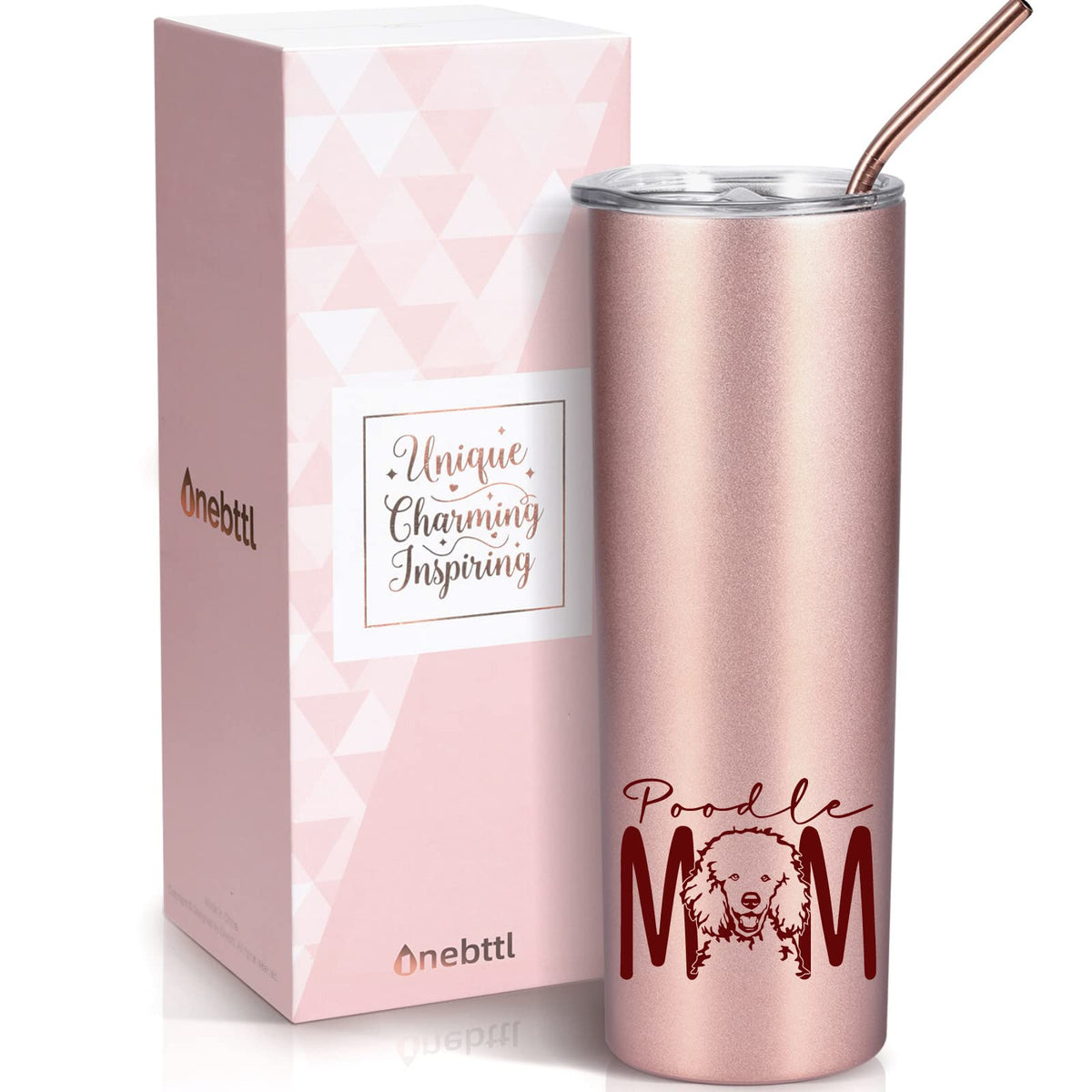 Onebttl Taza aislada rosa-oro 590 ml mantiene bebidas frías o calientes en cualquier lugar.