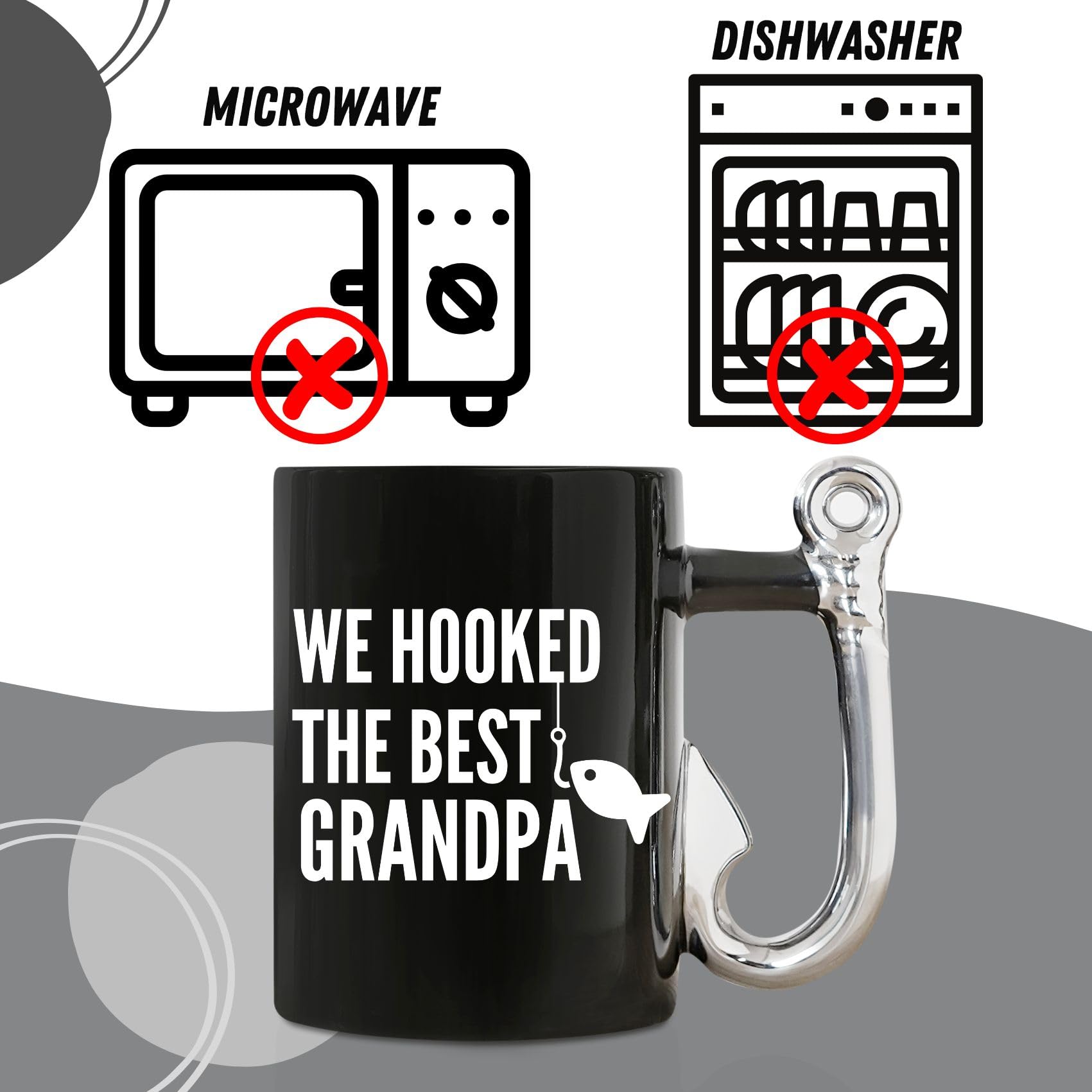 Onebttl taza arte pesca, diseño duradero que resiste lavados.