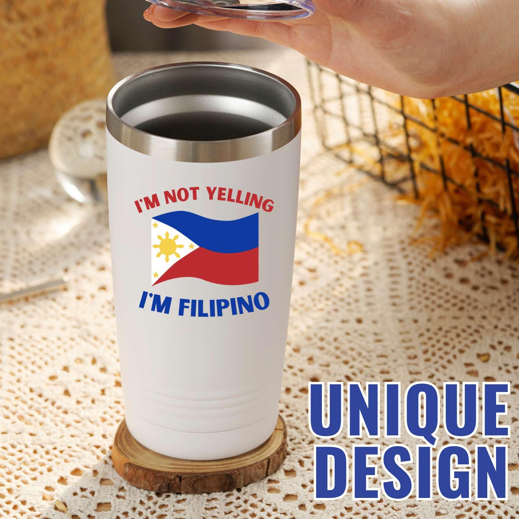 Onebttl Taza insulada 580 ml con bandera filipinas, mantiene bebidas a temperatura.