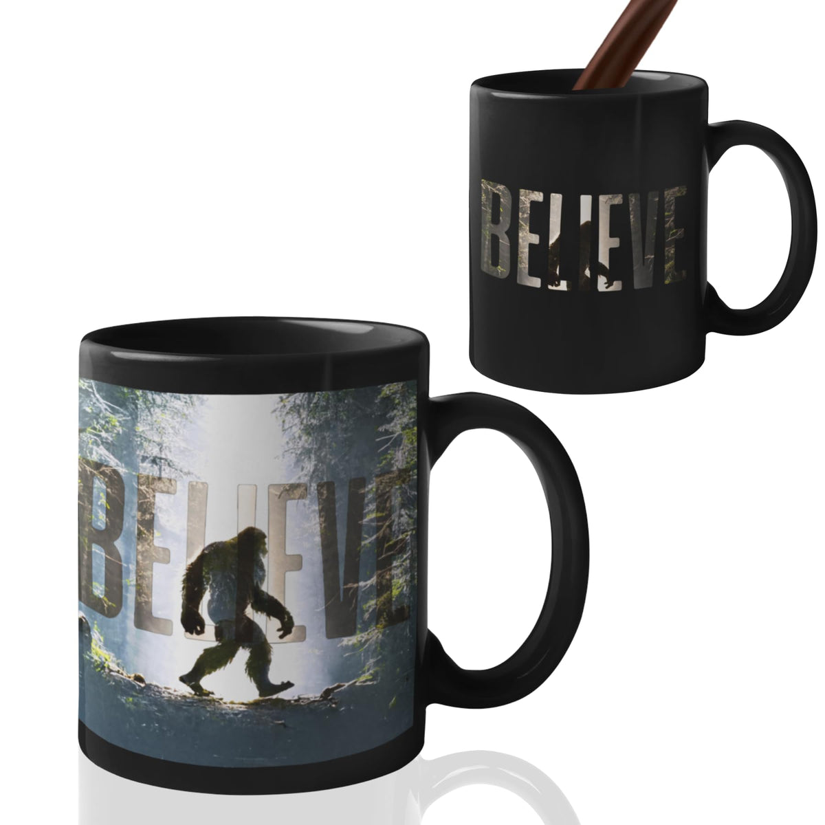 Taza Pie Grande sensible al calor de Onebttl revela diseño al verter líquido caliente.