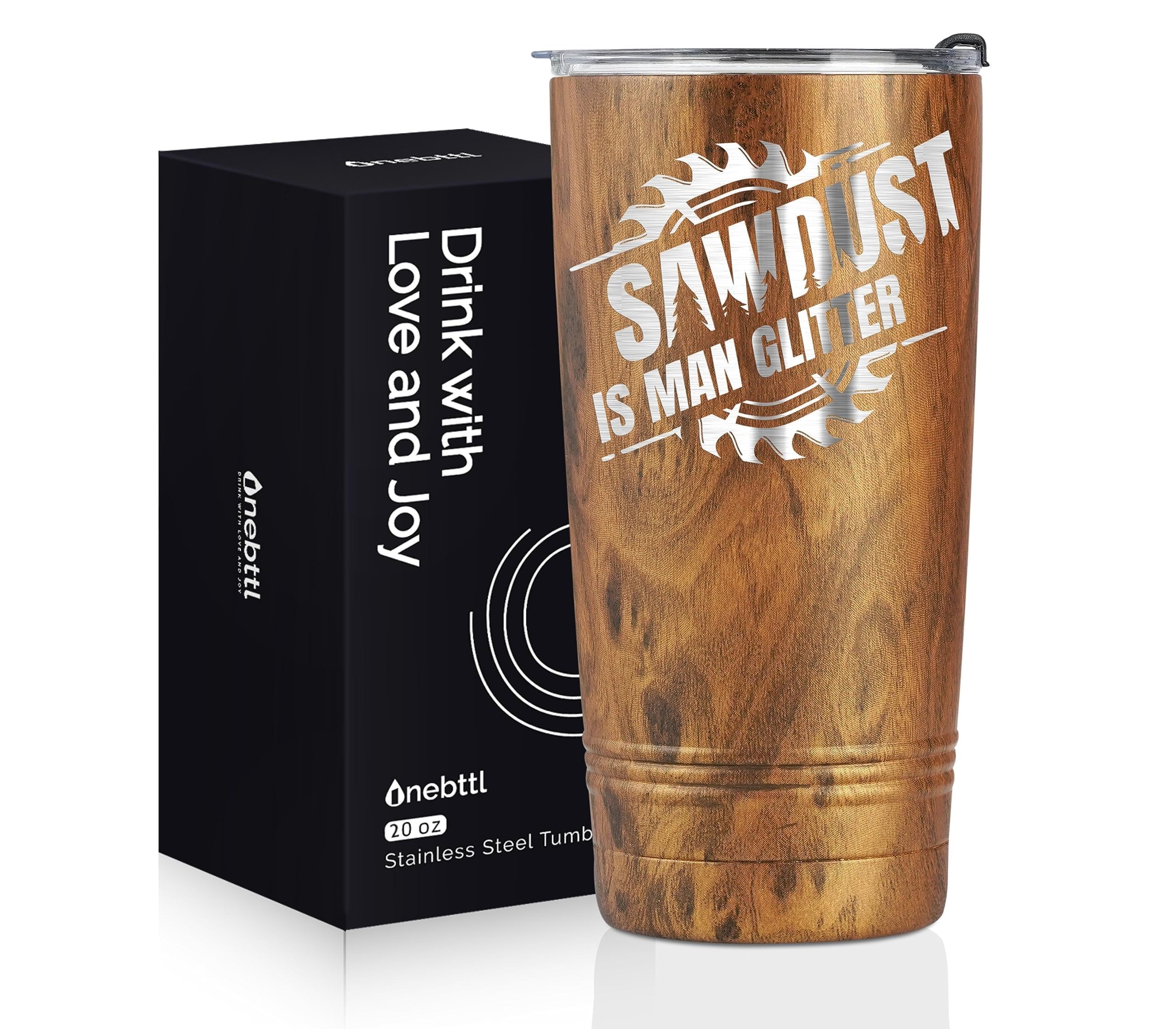 Onebttl taza teca-textura, regalo ideal para artesanos que aprecian la madera.