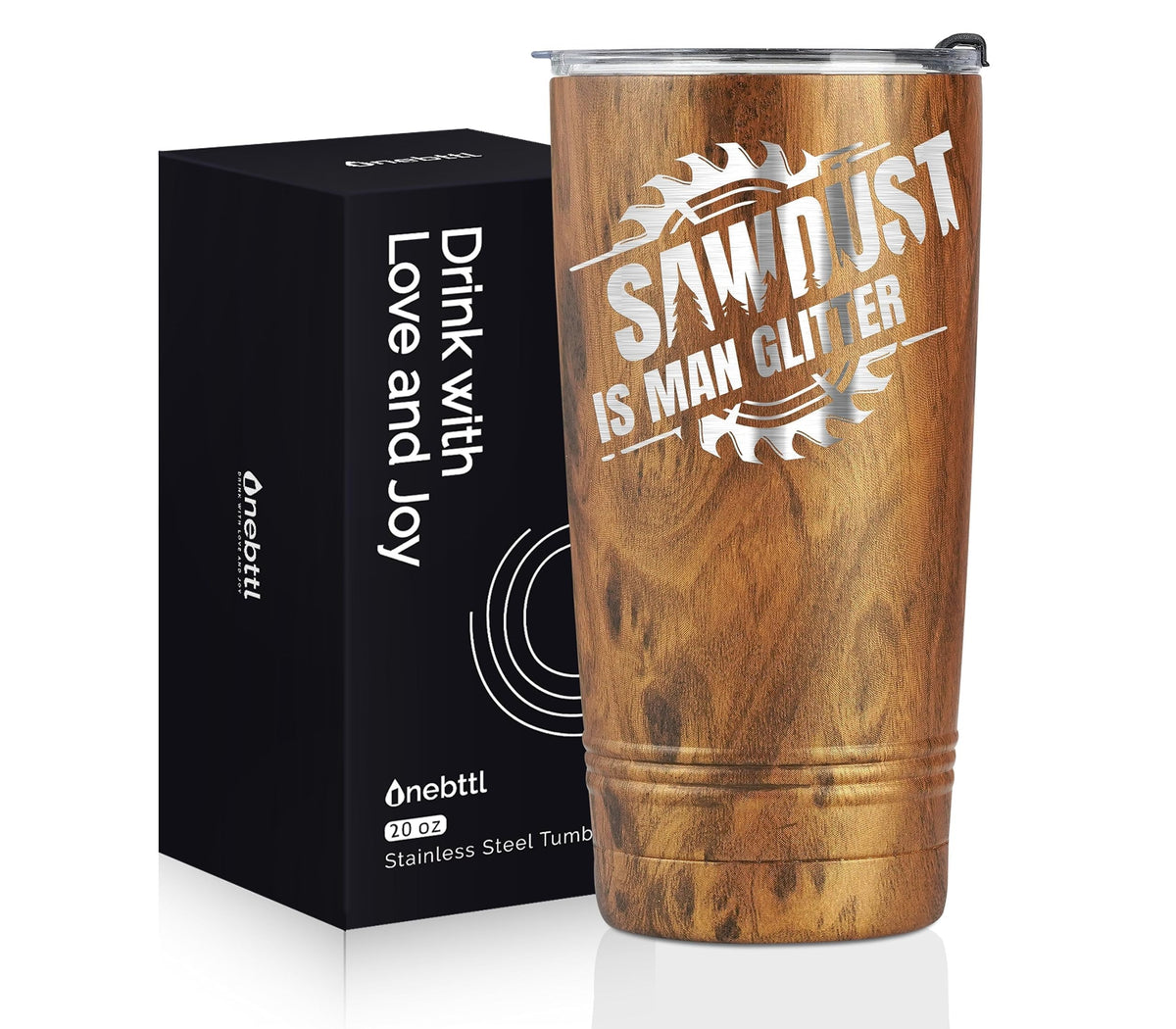 Onebttl taza teca-textura, regalo ideal para artesanos que aprecian la madera.