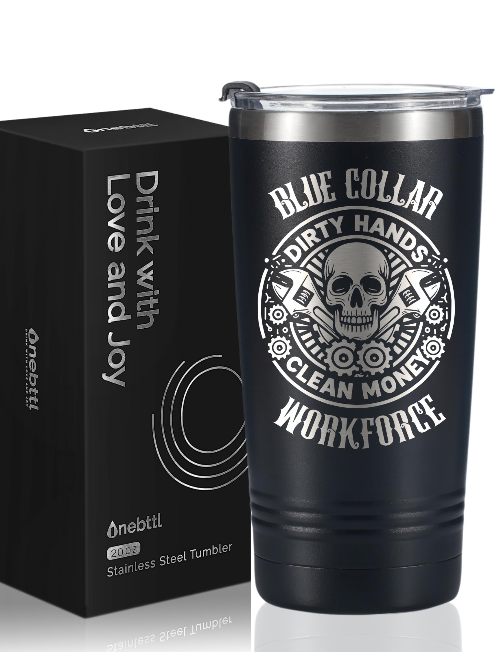 onebttl taza termica 20oz azul collar con tapa, ideal para cafe caliente en ruta