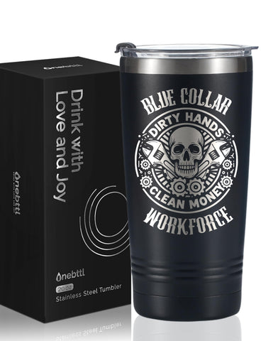 onebttl taza termica 20oz azul collar con tapa, ideal para cafe caliente en ruta