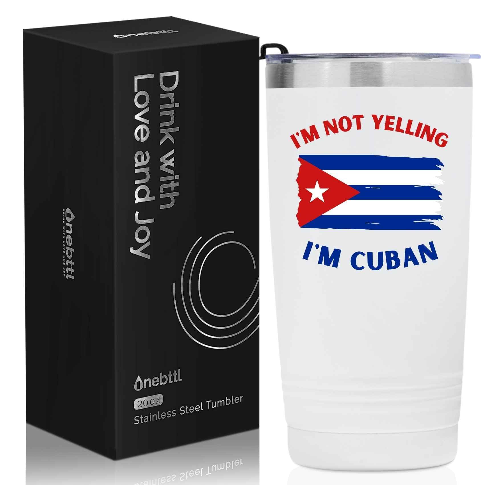 Onebttl Taza viaje 20oz con bandera de Cuba, mantiene bebidas frías hasta 9 horas y calientes hasta 3.