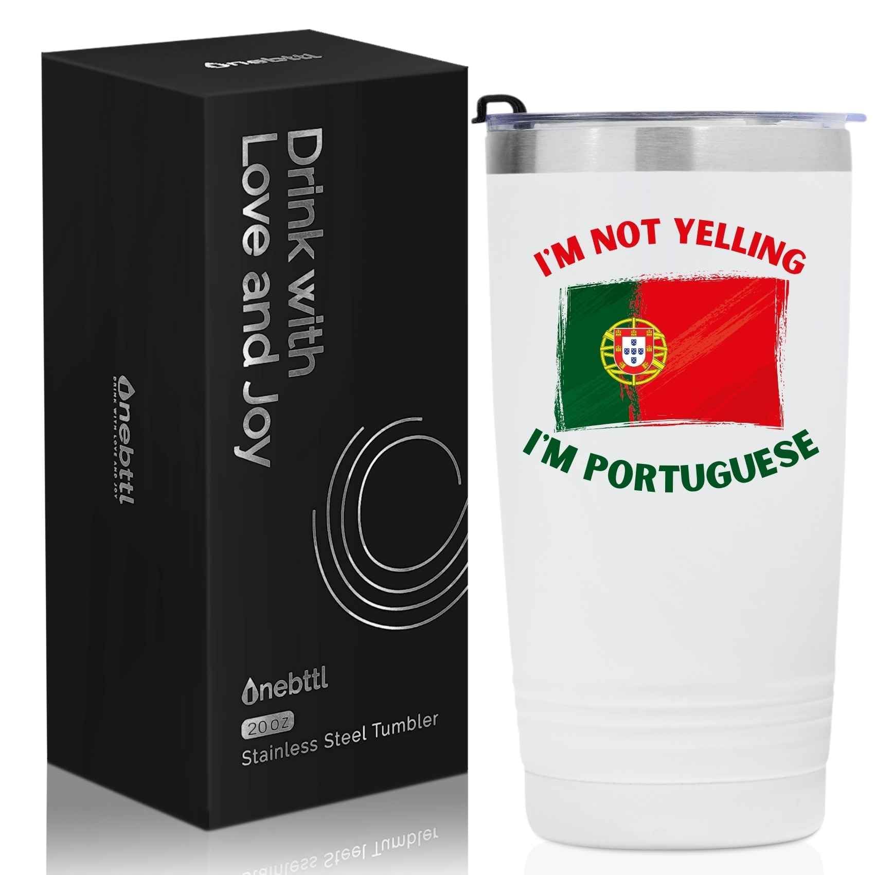 Onebttl taza de viaje 20 oz con bandera portuguesa para bebidas frías o calientes