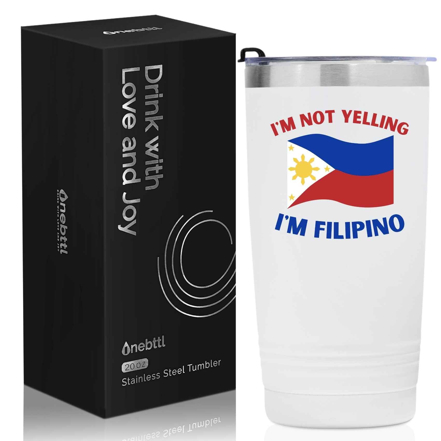 Onebttl Taza de viaje de 580 ml con bandera filipinas, ideal para bebidas calientes o frías.