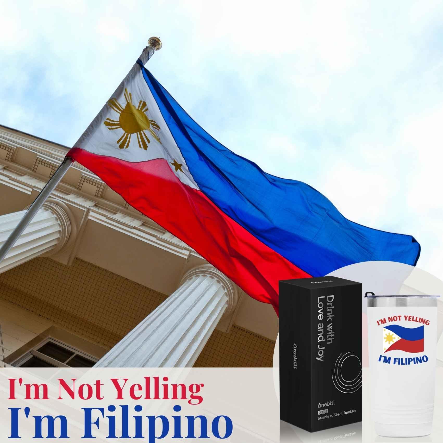 Onebttl Taza de viaje 580 ml con bandera filipinas, perfecta para oficina o casa.