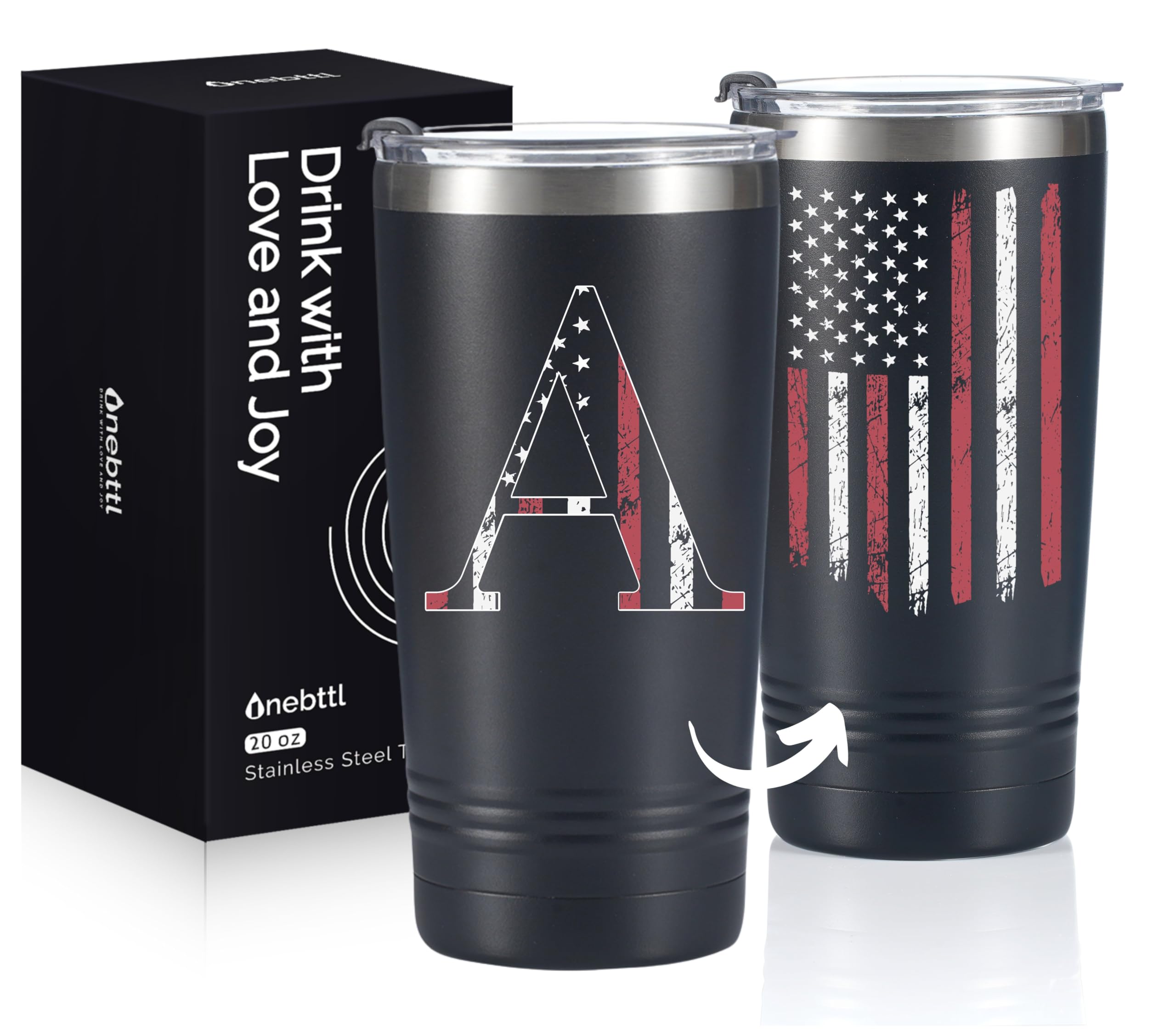 Onebttl termo aislado con bandera estadounidense, ideal para mantener bebidas frías o calientes.