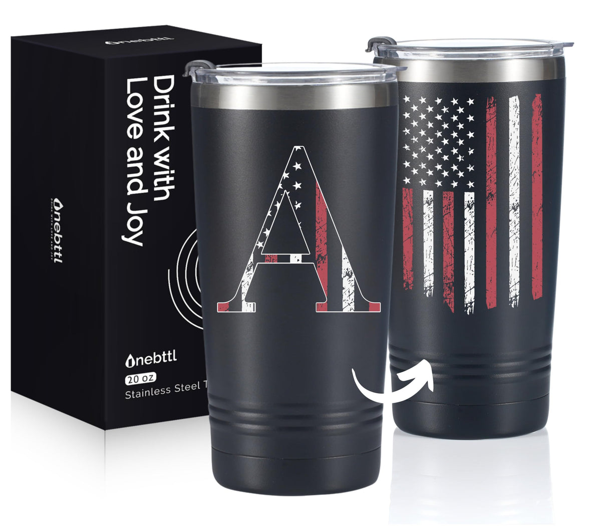 Onebttl termo aislado con bandera estadounidense, ideal para mantener bebidas frías o calientes.