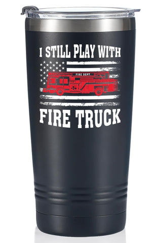 Onebttl termo bombero 20oz negro, vista frontal, ideal para llevar en el día a día.