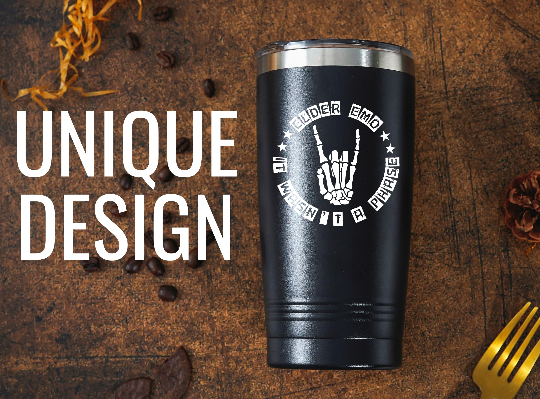 Onebttl tumbler detalle calavera, acabado elegante y uso diario fiable